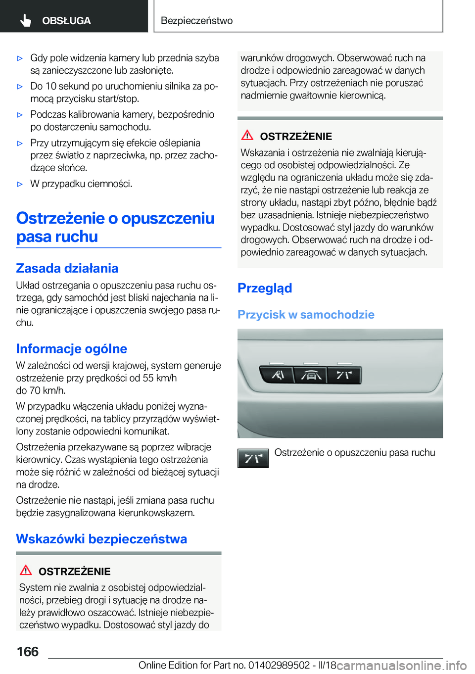 BMW M3 2018  Instrukcja obsługi (in Polish) 'x�G�d�y� �p�o�l�e� �w�i�d�z�e�n�i�a� �k�a�m�e�r�y� �l�u�b� �p�r�z�e�d�n�i�a� �s�z�y�b�a�s�