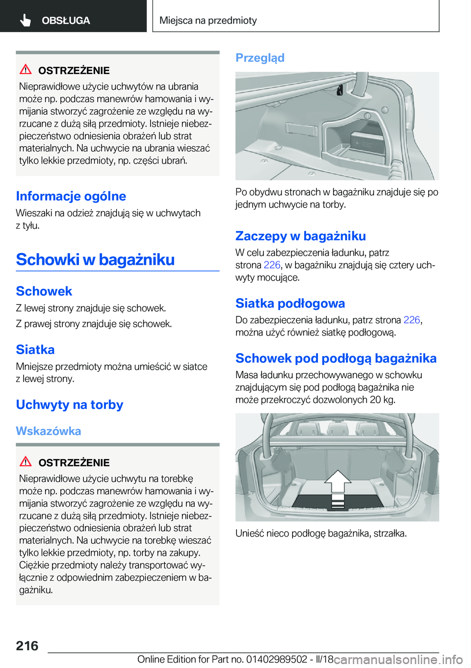 BMW M3 2018  Instrukcja obsługi (in Polish) �O�S�T�R�Z�E8�E�N�I�E
�N�i�e�p�r�a�w�i�d�ł�o�w�e� �u 9�y�c�i�e� �u�c�h�w�y�t�