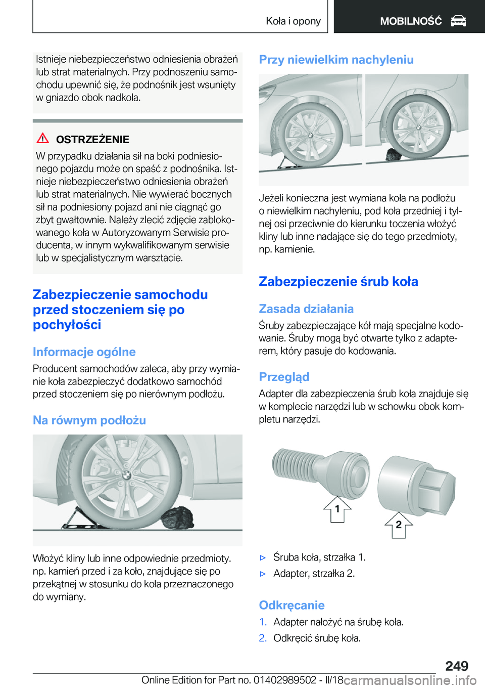 BMW M3 2018  Instrukcja obsługi (in Polish) �I�s�t�n�i�e�j�e� �n�i�e�b�e�z�p�i�e�c�z�e�
