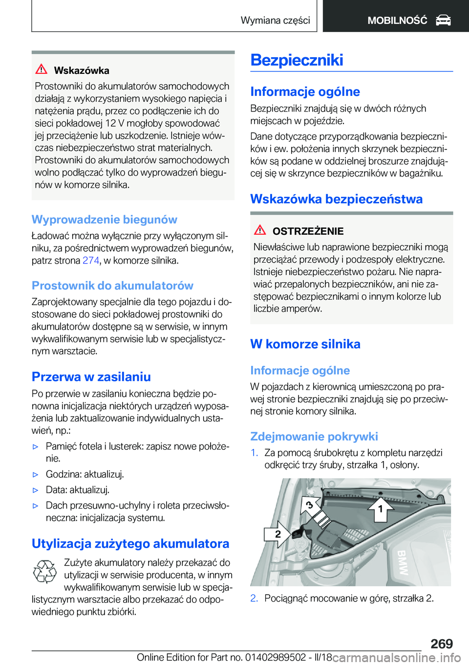 BMW M3 2018  Instrukcja obsługi (in Polish) �W�s�k�a�z�
