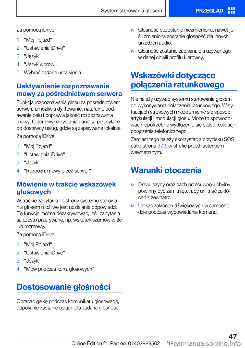 BMW M3 2018  Instrukcja obsługi (in Polish) �Z�a� �p�o�m�o�c�