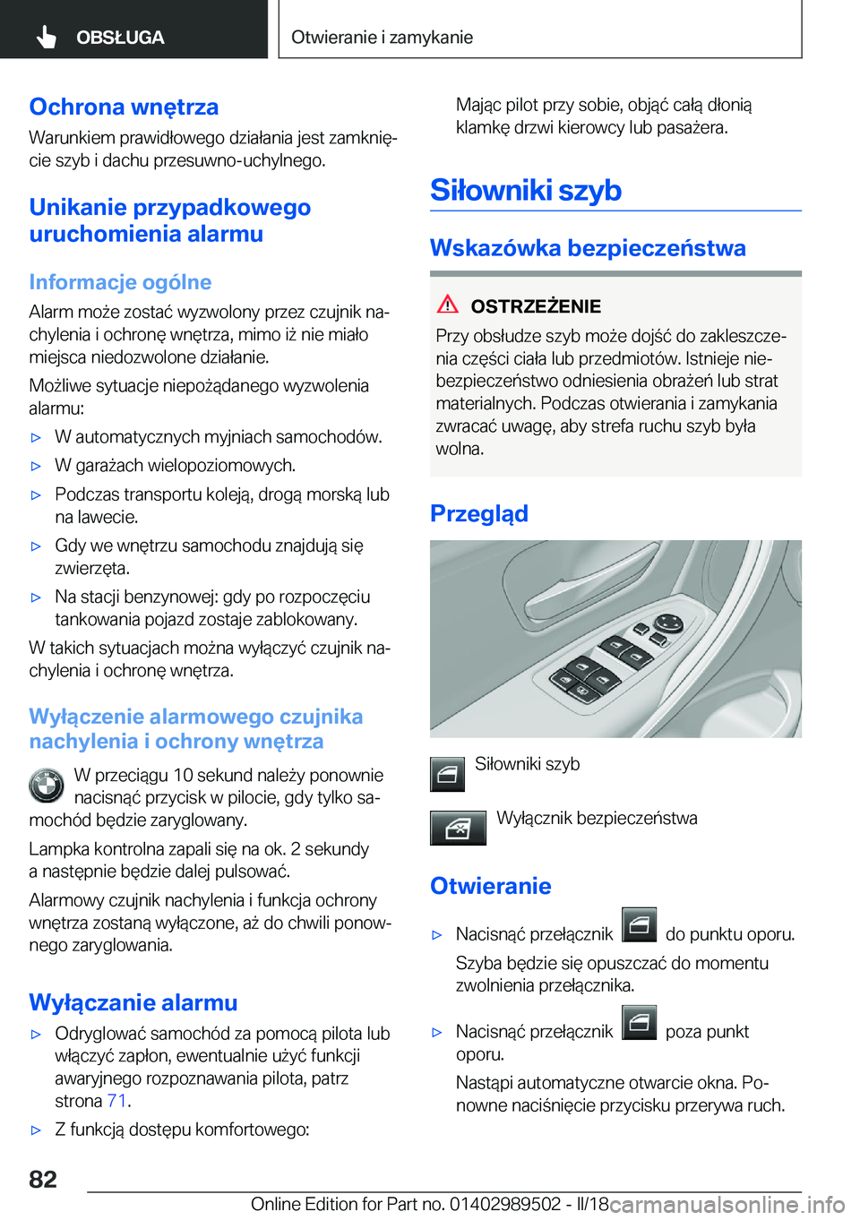 BMW M3 2018  Instrukcja obsługi (in Polish) �O�c�h�r�o�n�a��w�n�