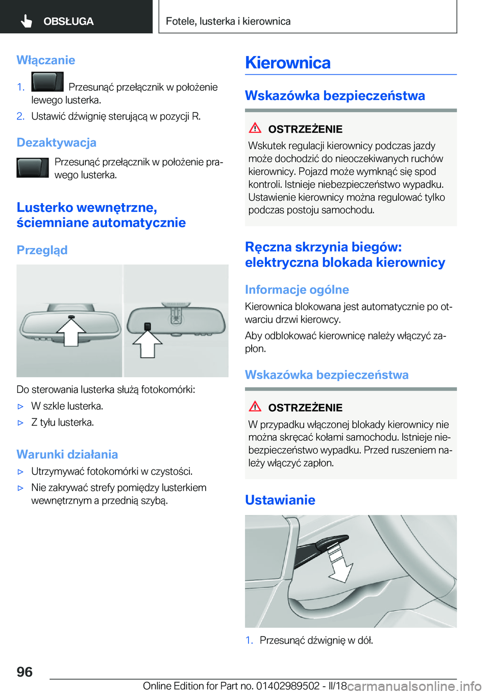 BMW M3 2018  Instrukcja obsługi (in Polish) �W�ł�ą�c�z�a�n�i�e�1�.� � �P�r�z�e�s�u�n�