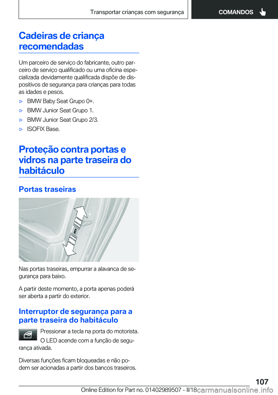 BMW M3 2018  Manual do condutor (in Portuguese) �C�a�d�e�i�r�a�s��d�e��c�r�i�a�n�