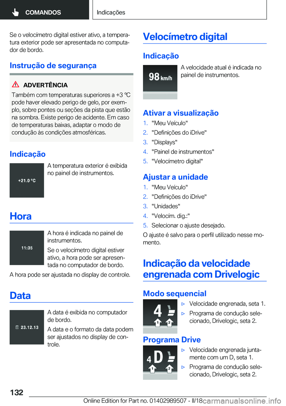 BMW M3 2018  Manual do condutor (in Portuguese) �S�e� �o� �v�e�l�o�c�