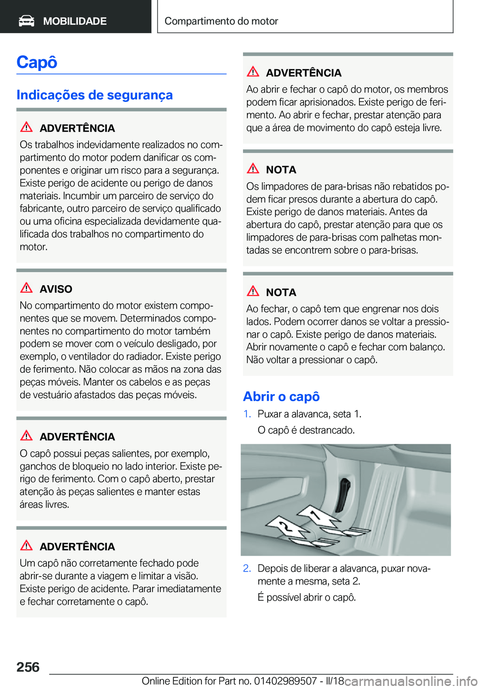 BMW M3 2018  Manual do condutor (in Portuguese) �C�a�p�ô
�I�n�d�i�c�a�