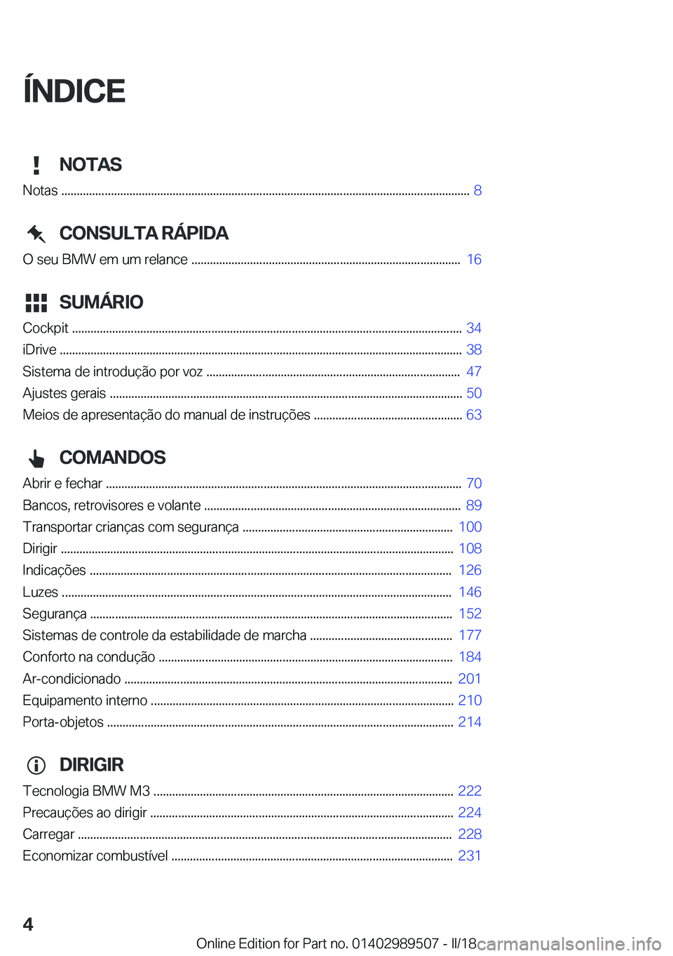 BMW M3 2018  Manual do condutor (in Portuguese) �