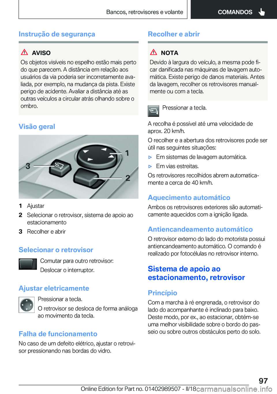 BMW M3 2018  Manual do condutor (in Portuguese) �I�n�s�t�r�u�