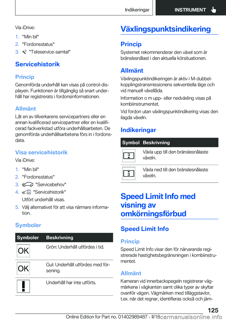 BMW M3 2018  InstruktionsbÖcker (in Swedish) �V�i�a� �i�D�r�i�v�e�:�1�.�"�M�i�n� �b�i�l�"�2�.�"�F�o�r�d�o�n�s�s�t�a�t�u�s�"�3�.� � �"�T�e�l�e�s�e�r�v�i�c�e�-�s�a�m�t�a�l�"
�S�e�r�v�i�c�e�h�i�s�t�o�r�i�k�P�r�i�n�c�i�p
�G�e