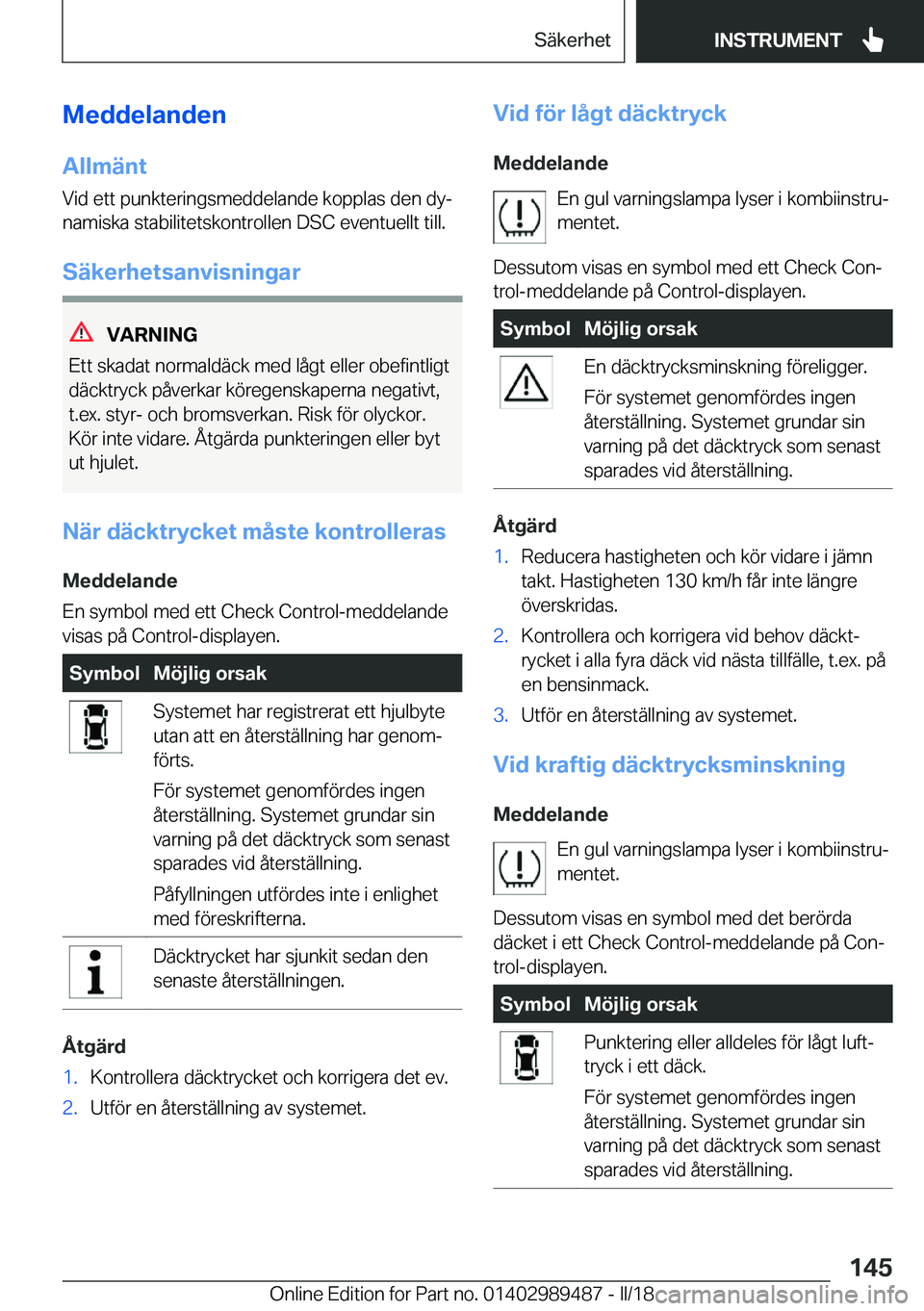 BMW M3 2018  InstruktionsbÖcker (in Swedish) �M�e�d�d�e�l�a�n�d�e�n
�A�l�l�m�ä�n�t
�V�i�d� �e�t�t� �p�u�n�k�t�e�r�i�n�g�s�m�e�d�d�e�l�a�n�d�e� �k�o�p�p�l�a�s� �d�e�n� �d�yj
�n�a�m�i�s�k�a� �s�t�a�b�i�l�i�t�e�t�s�k�o�n�t�r�o�l�l�e�n� �D�S�C� �e