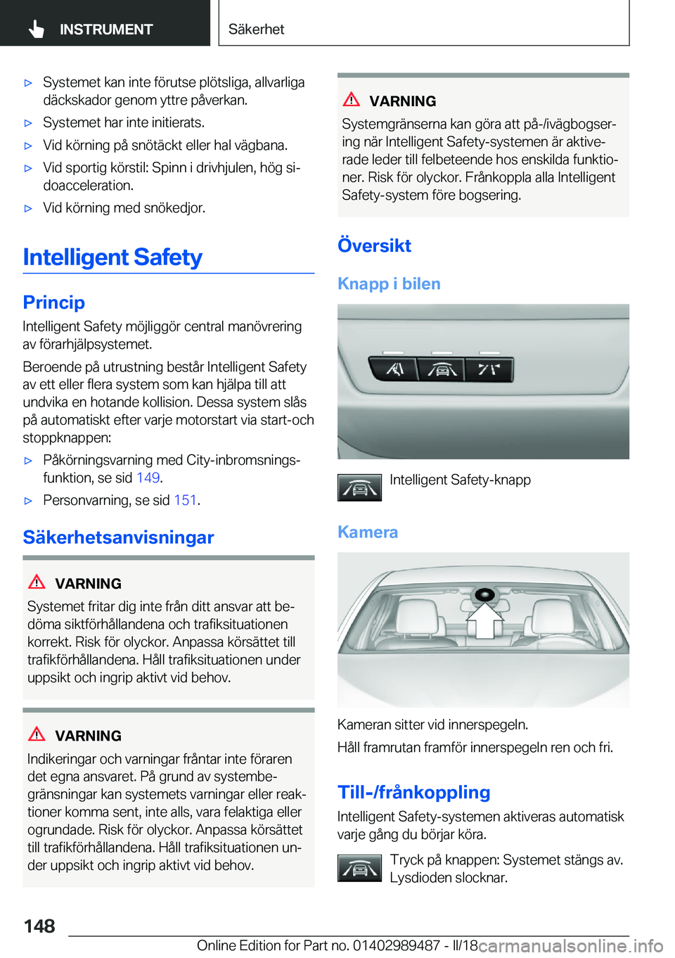 BMW M3 2018  InstruktionsbÖcker (in Swedish) 'x�S�y�s�t�e�m�e�t� �k�a�n� �i�n�t�e� �f�
