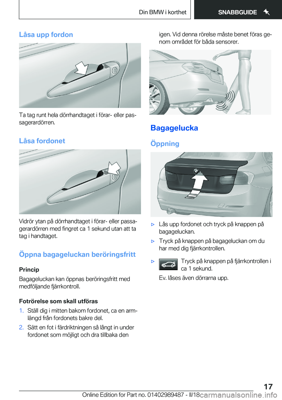 BMW M3 2018  InstruktionsbÖcker (in Swedish) �L�å�s�a��u�p�p��f�o�r�d�o�n
�T�a� �t�a�g� �r�u�n�t� �h�e�l�a� �d�
