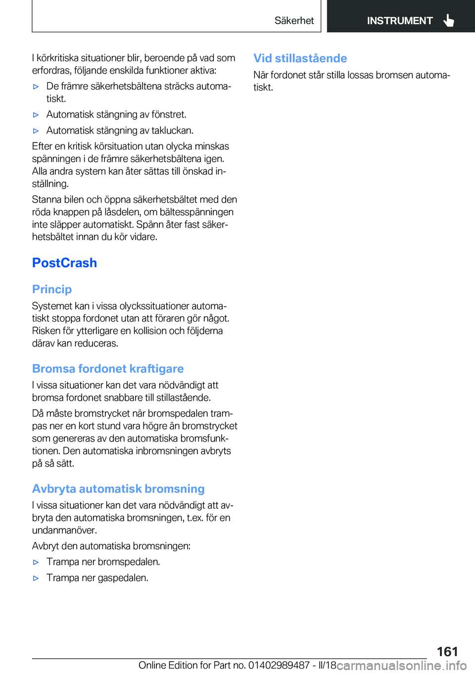 BMW M3 2018  InstruktionsbÖcker (in Swedish) �I� �k�