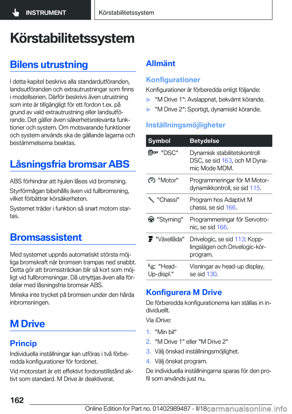 BMW M3 2018  InstruktionsbÖcker (in Swedish) �K�