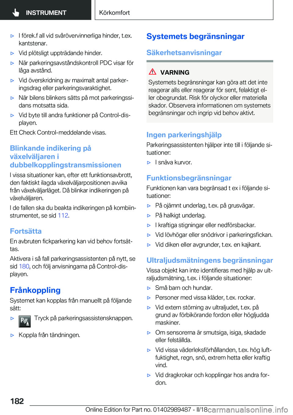 BMW M3 2018  InstruktionsbÖcker (in Swedish) 'x�I� �f�