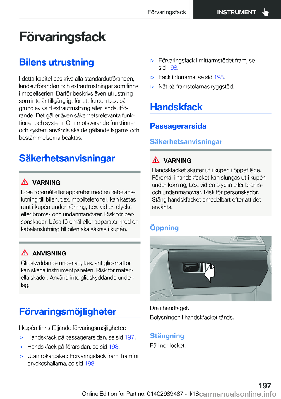 BMW M3 2018  InstruktionsbÖcker (in Swedish) �F�