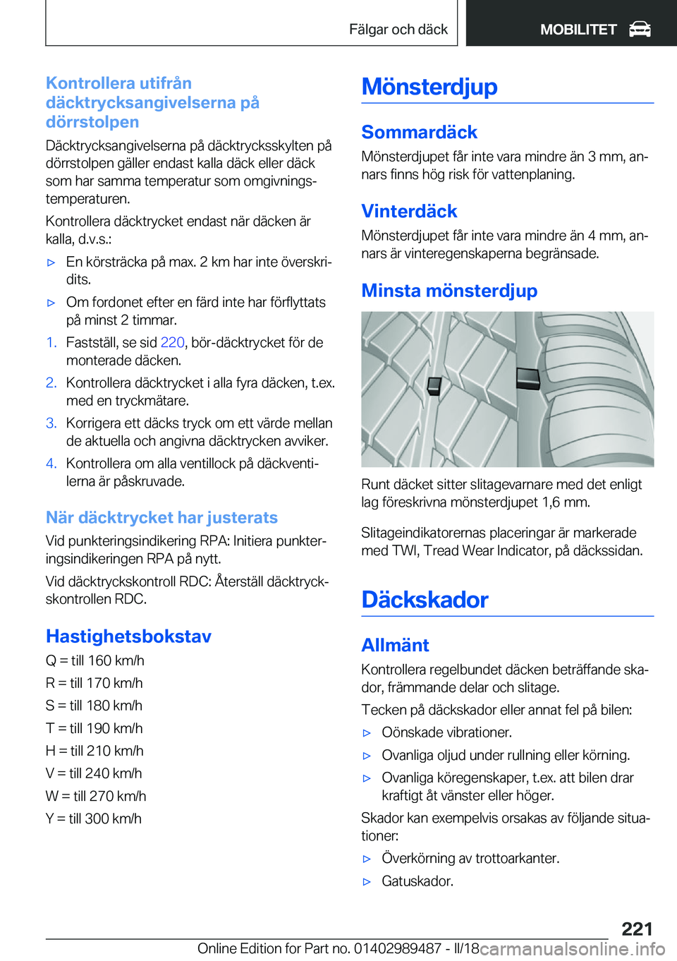 BMW M3 2018  InstruktionsbÖcker (in Swedish) �K�o�n�t�r�o�l�l�e�r�a��u�t�i�f�r�å�n
�d�ä�c�k�t�r�y�c�k�s�a�n�g�i�v�e�l�s�e�r�n�a��p�å
�d�