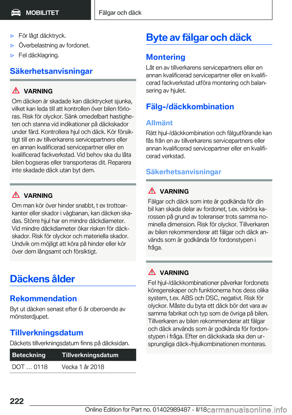 BMW M3 2018  InstruktionsbÖcker (in Swedish) 'x�F�