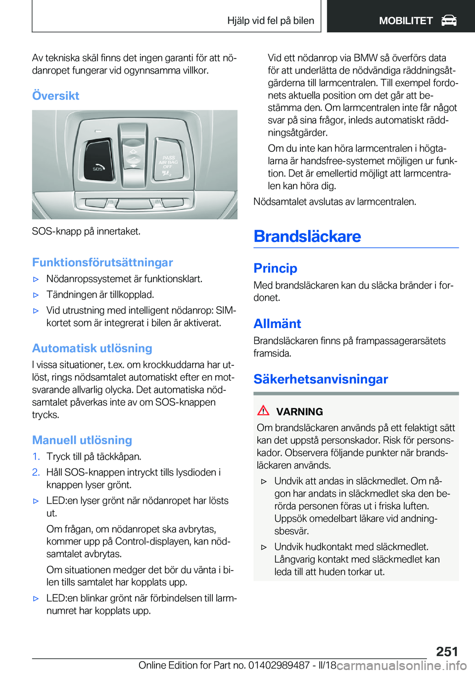 BMW M3 2018  InstruktionsbÖcker (in Swedish) �A�v� �t�e�k�n�i�s�k�a� �s�k�ä�l� �f�i�n�n�s� �d�e�t� �i�n�g�e�n� �g�a�r�a�n�t�i� �f�