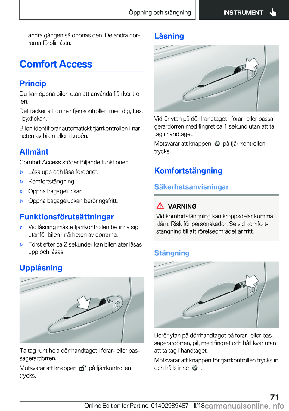 BMW M3 2018  InstruktionsbÖcker (in Swedish) �a�n�d�r�a� �g�å�n�g�e�n� �s�å� �