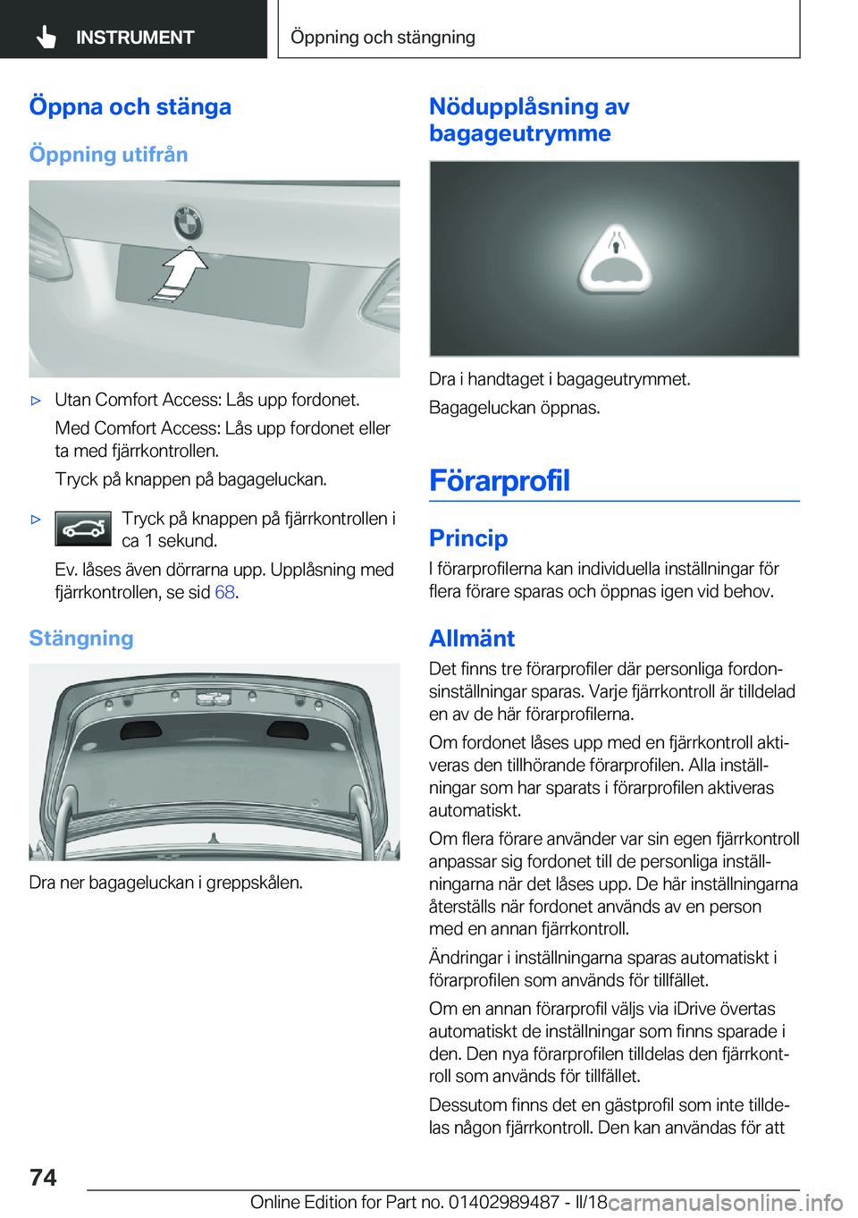 BMW M3 2018  InstruktionsbÖcker (in Swedish) �