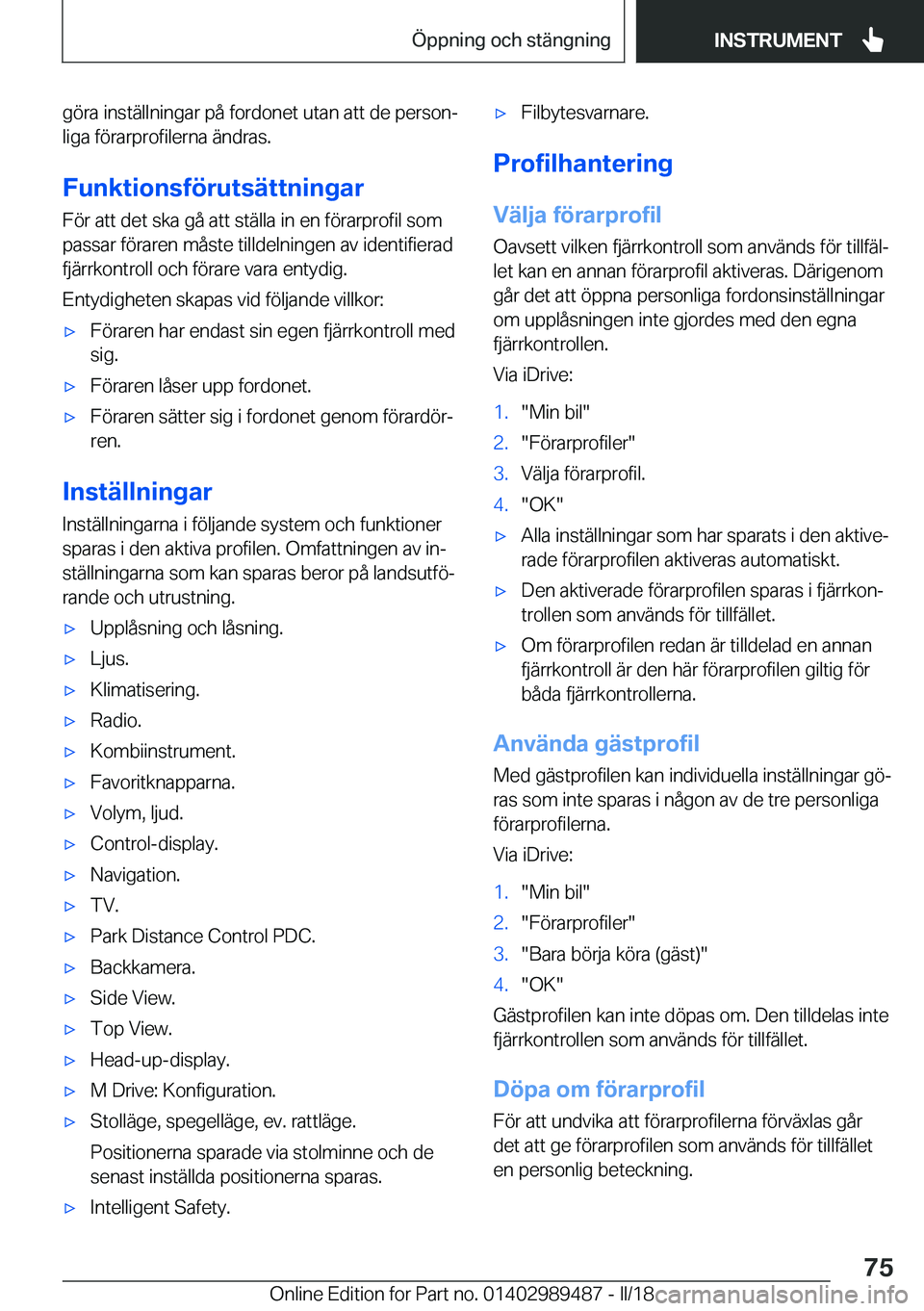 BMW M3 2018  InstruktionsbÖcker (in Swedish) �g�