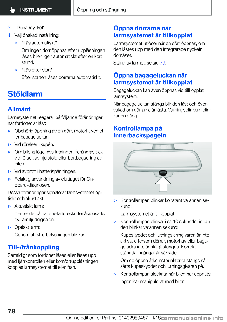 BMW M3 2018  InstruktionsbÖcker (in Swedish) �3�.�"�D�