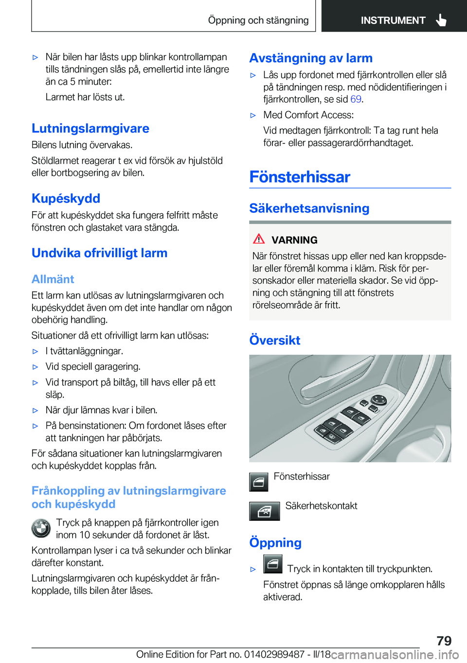 BMW M3 2018  InstruktionsbÖcker (in Swedish) 'x�N�ä�r� �b�i�l�e�n� �h�a�r� �l�å�s�t�s� �u�p�p� �b�l�i�n�k�a�r� �k�o�n�t�r�o�l�l�a�m�p�a�n
�t�i�l�l�s� �t�ä�n�d�n�i�n�g�e�n� �s�l�å�s� �p�å�,� �e�m�e�l�l�e�r�t�i�d� �i�n�t�e� �l�ä�n�g�r�e
