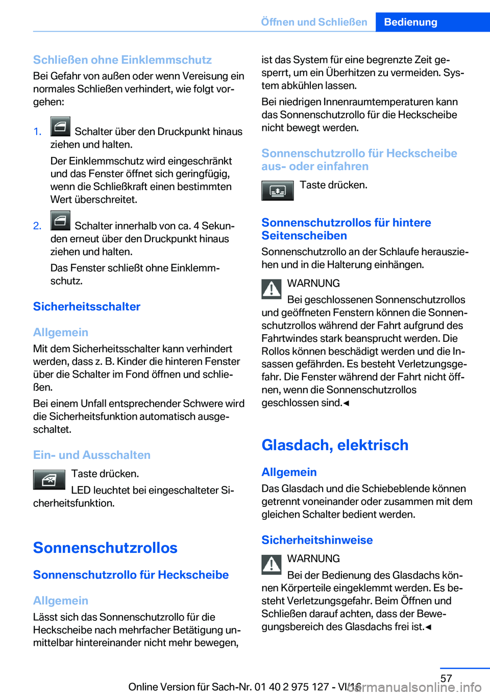BMW M3 2017  Betriebsanleitungen (in German) �S�c�h�l�i�e�