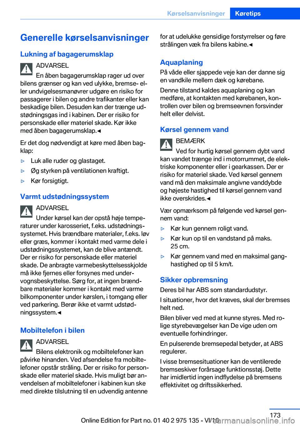 BMW M3 2017  InstruktionsbØger (in Danish) �G�e�n�e�r�e�l�l�e��k�