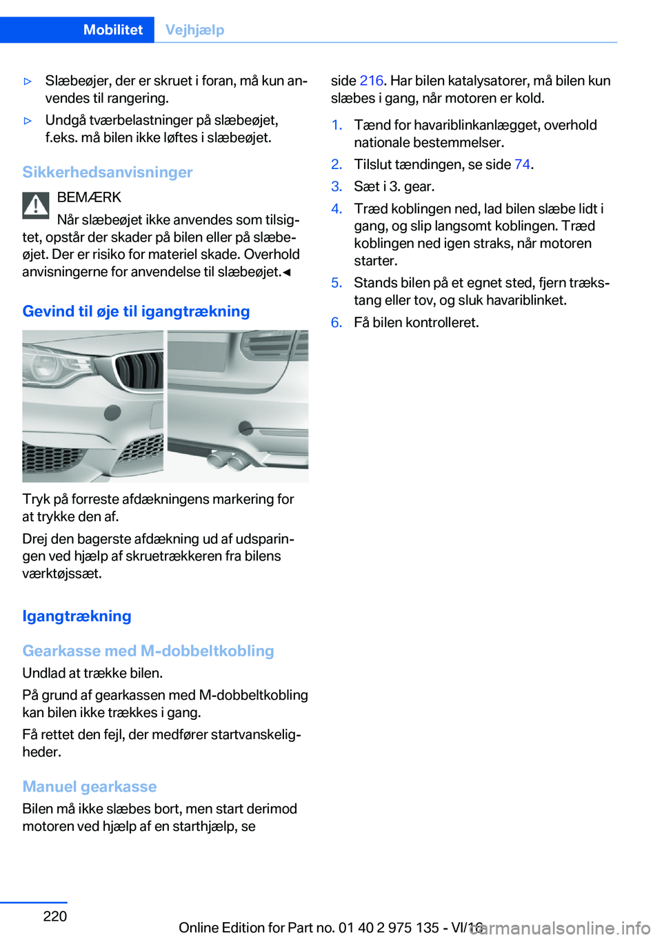 BMW M3 2017  InstruktionsbØger (in Danish) 'y�S�l�æ�b�e�