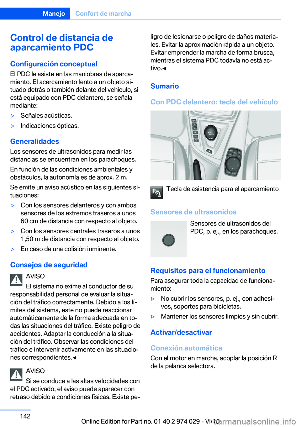BMW M3 2017  Manuales de Empleo (in Spanish) �C�o�n�t�r�o�l��d�e��d�i�s�t�a�n�c�i�a��d�e
�a�p�a�r�c�a�m�i�e�n�t�o��P�D�C
�C�o�n�f�i�g�u�r�a�c�i�