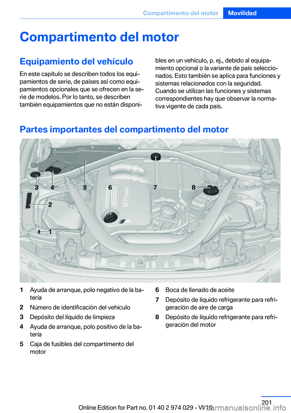 BMW M3 2017  Manuales de Empleo (in Spanish) �C�o�m�p�a�r�t�i�m�e�n�t�o��d�e�l��m�o�t�o�r�E�q�u�i�p�a�m�i�e�n�t�o��d�e�l��v�e�h�