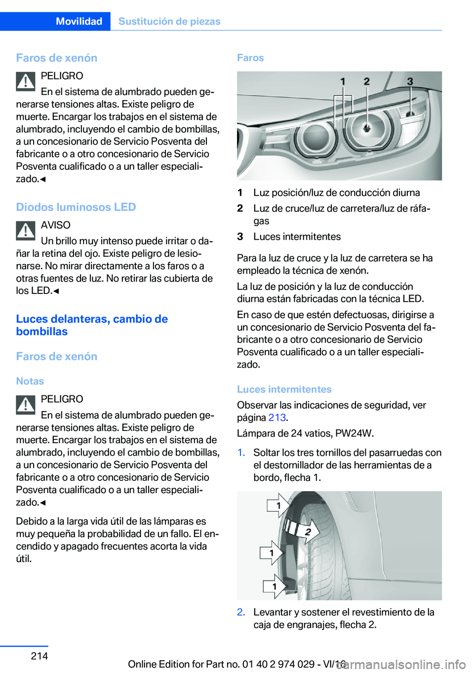 BMW M3 2017  Manuales de Empleo (in Spanish) �F�a�r�o�s��d�e��x�e�n�