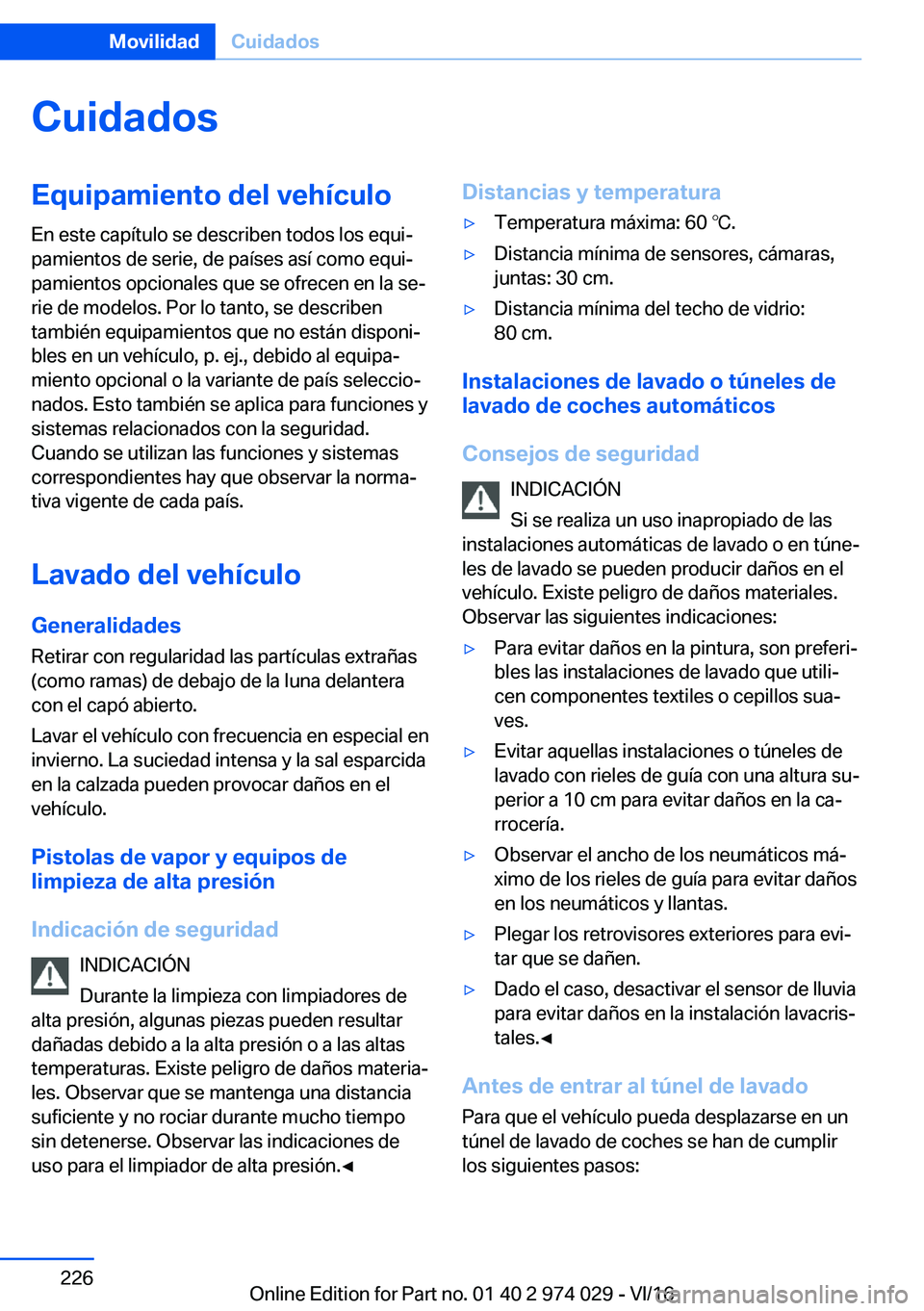 BMW M3 2017  Manuales de Empleo (in Spanish) �C�u�i�d�a�d�o�s�E�q�u�i�p�a�m�i�e�n�t�o��d�e�l��v�e�h�