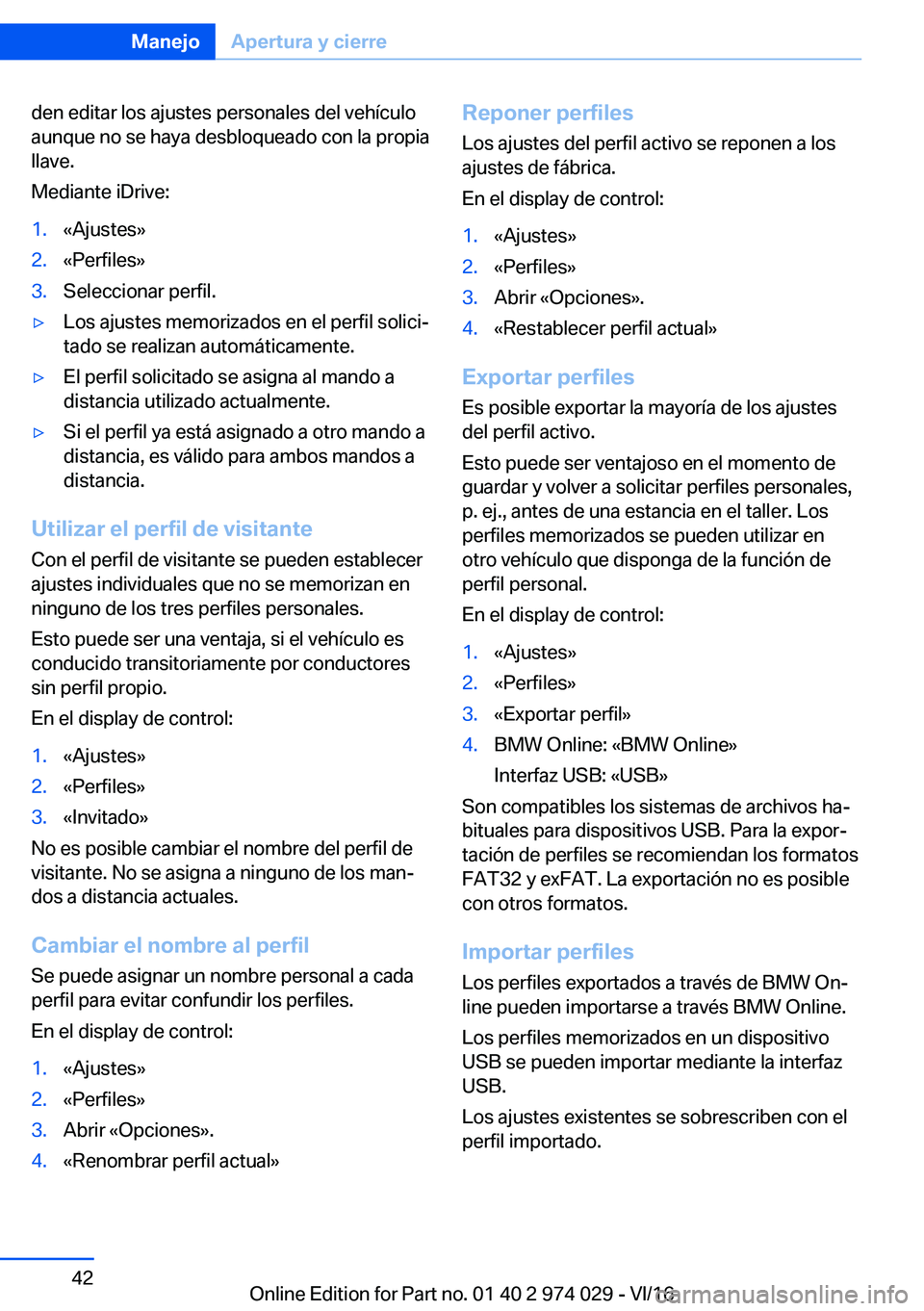 BMW M3 2017  Manuales de Empleo (in Spanish) �d�e�n� �e�d�i�t�a�r� �l�o�s� �a�j�u�s�t�e�s� �p�e�r�s�o�n�a�l�e�s� �d�e�l� �v�e�h�