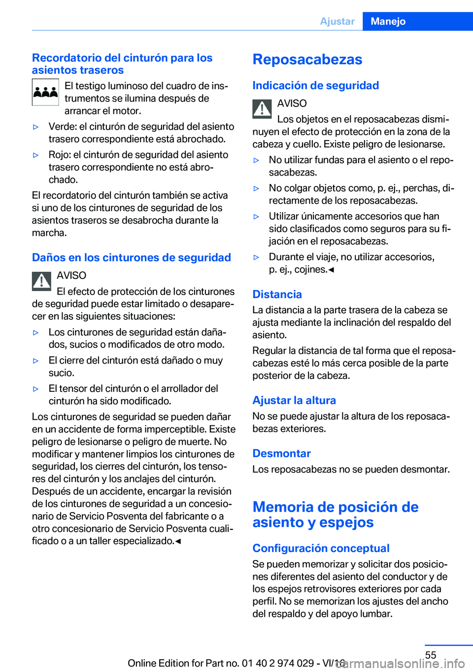BMW M3 2017  Manuales de Empleo (in Spanish) �R�e�c�o�r�d�a�t�o�r�i�o��d�e�l��c�i�n�t�u�r�