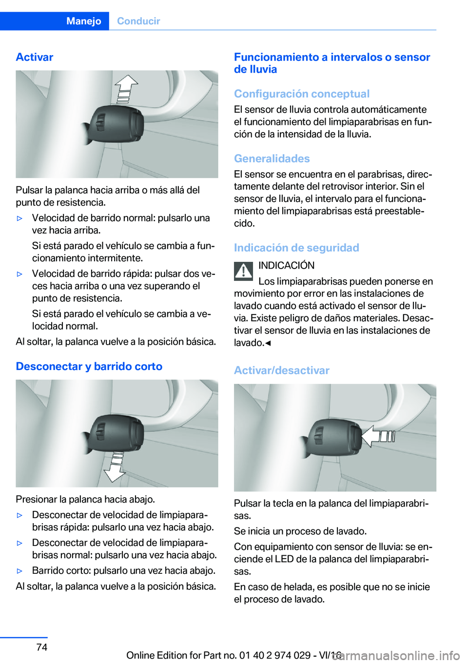 BMW M3 2017  Manuales de Empleo (in Spanish) �A�c�t�i�v�a�r
�P�u�l�s�a�r� �l�a� �p�a�l�a�n�c�a� �h�a�c�i�a� �a�r�r�i�b�a� �o� �m�