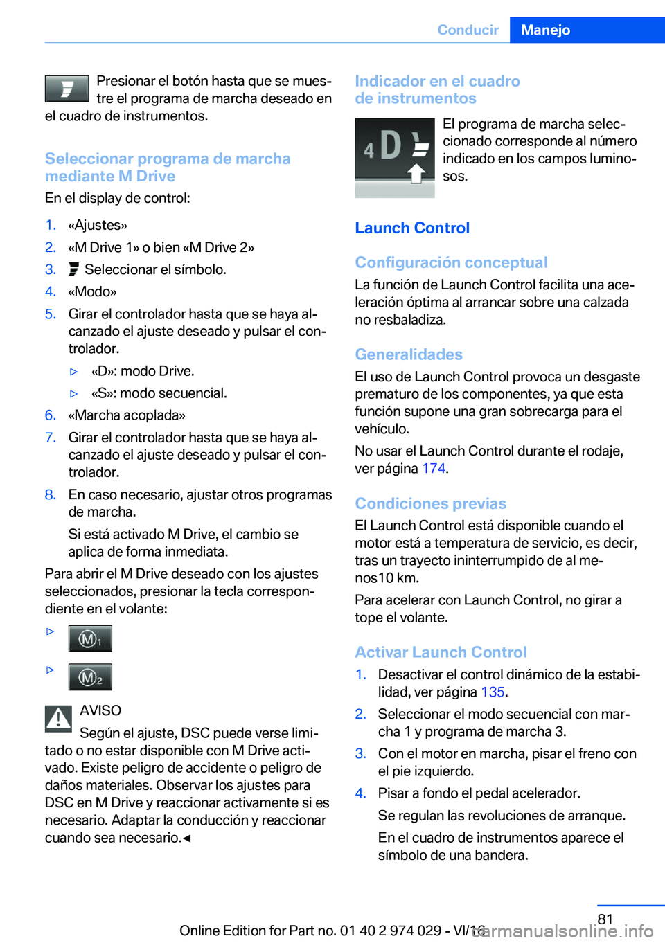 BMW M3 2017  Manuales de Empleo (in Spanish) �P�r�e�s�i�o�n�a�r� �e�l� �b�o�t�