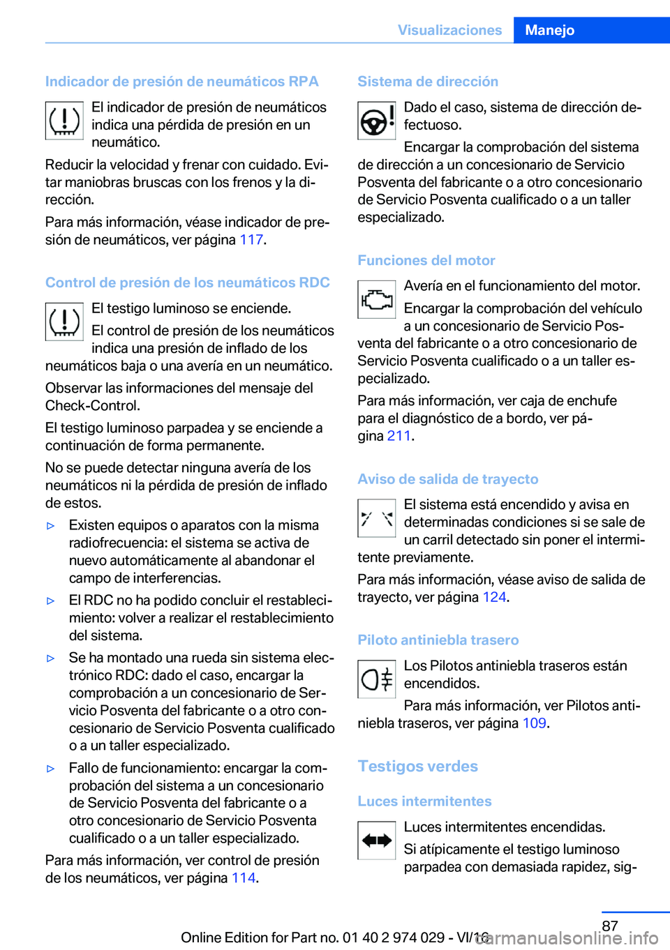 BMW M3 2017  Manuales de Empleo (in Spanish) �I�n�d�i�c�a�d�o�r��d�e��p�r�e�s�i�