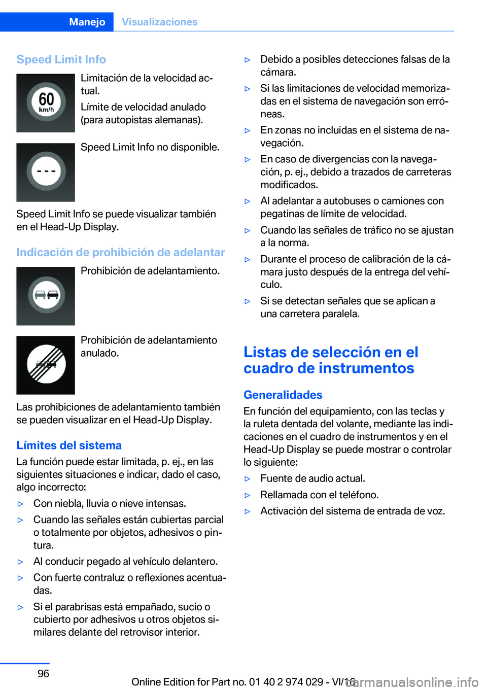BMW M3 2017  Manuales de Empleo (in Spanish) �S�p�e�e�d��L�i�m�i�t��I�n�f�o�L�i�m�i�t�a�c�i�