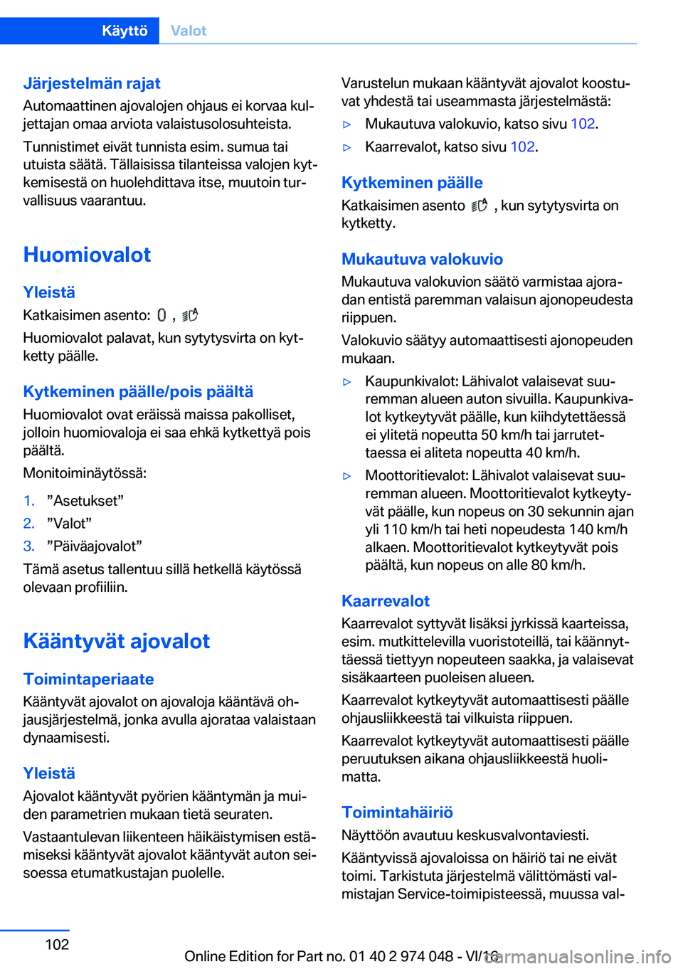 BMW M3 2017  Omistajan Käsikirja (in Finnish) �J�