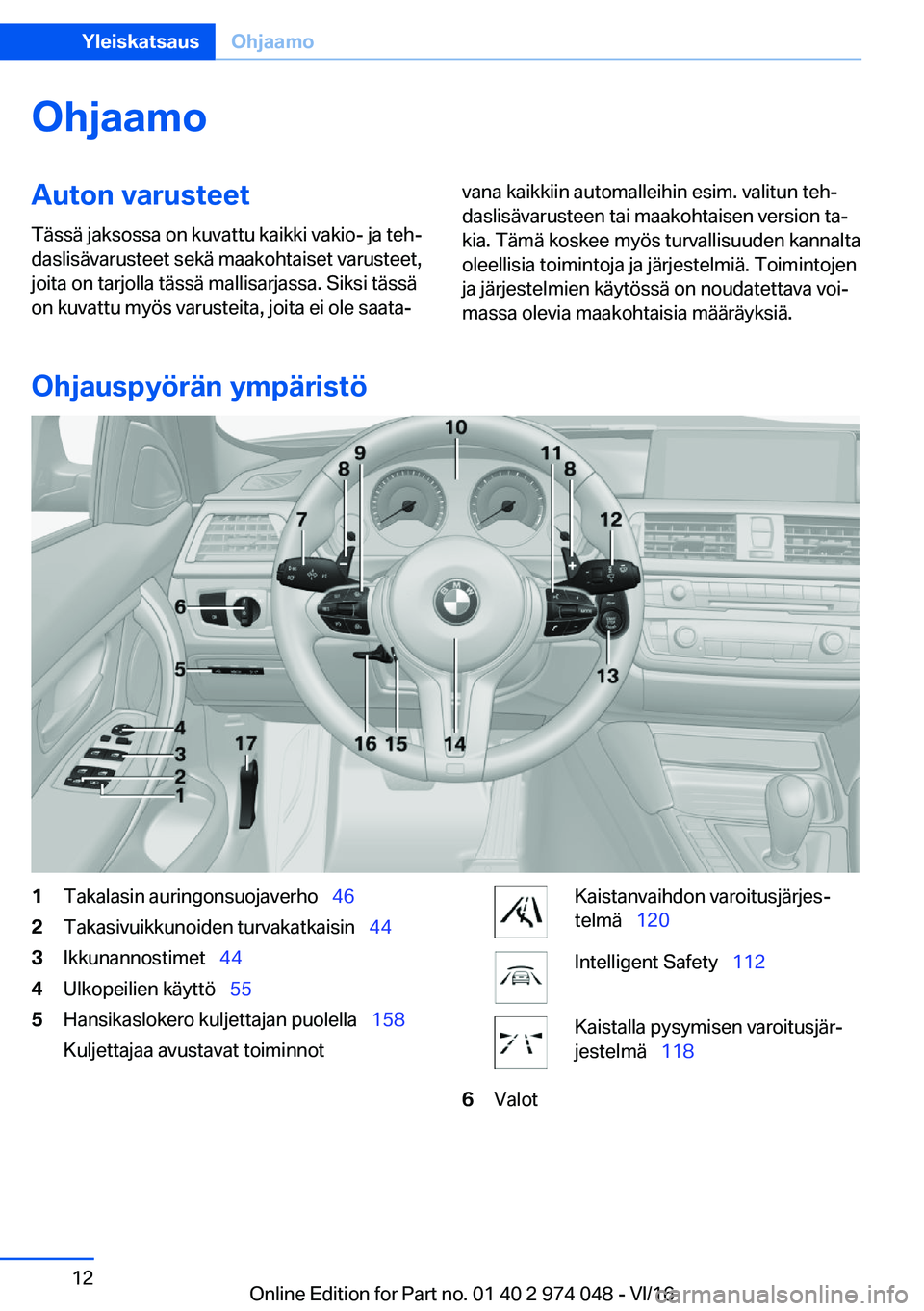 BMW M3 2017  Omistajan Käsikirja (in Finnish) �O�h�j�a�a�m�o�A�u�t�o�n��v�a�r�u�s�t�e�e�t�T�