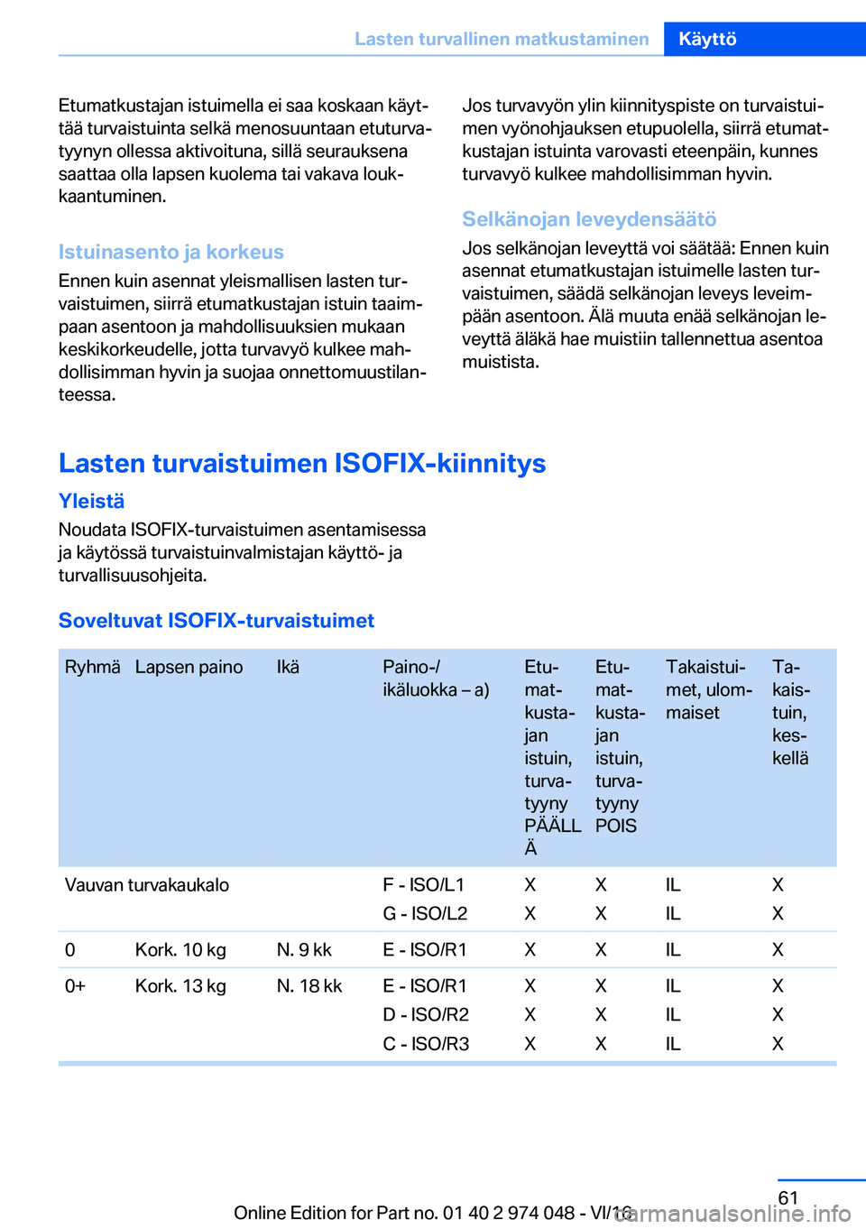 BMW M3 2017  Omistajan Käsikirja (in Finnish) �E�t�u�m�a�t�k�u�s�t�a�j�a�n� �i�s�t�u�i�m�e�l�l�a� �e�i� �s�a�a� �k�o�s�k�a�a�n� �k�