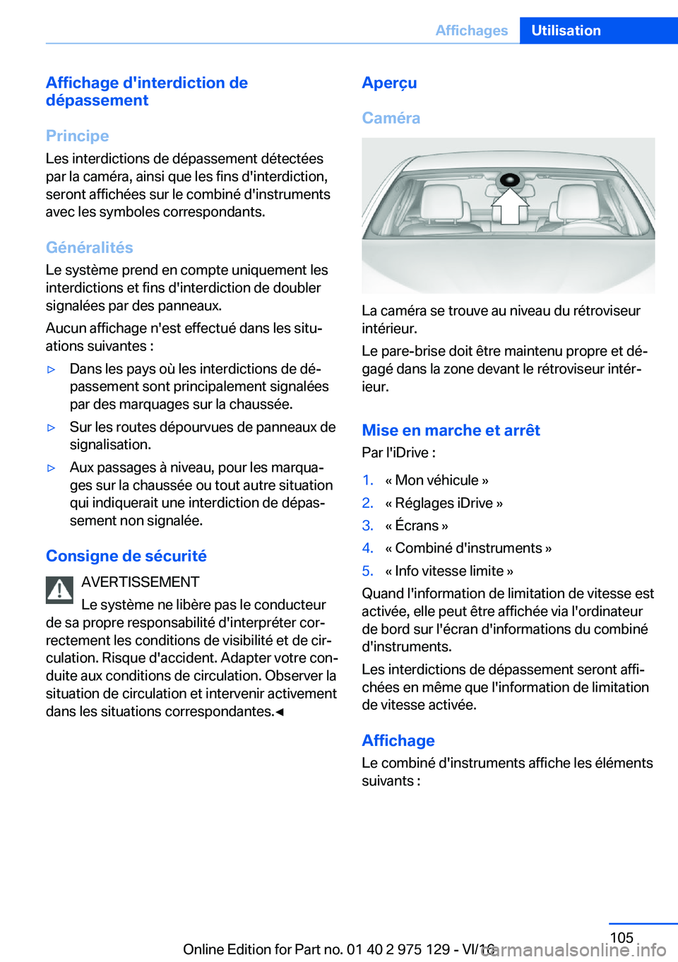 BMW M3 2017  Notices Demploi (in French) �A�f�f�i�c�h�a�g�e��d��i�n�t�e�r�d�i�c�t�i�o�n��d�e
�d�é�p�a�s�s�e�m�e�n�t
�P�r�i�n�c�i�p�e �L�e�s� �i�n�t�e�r�d�i�c�t�i�o�n�s� �d�e� �d�é�p�a�s�s�e�m�e�n�t� �d�é�t�e�c�t�é�e�s�p�a�r� �l�a� �c�