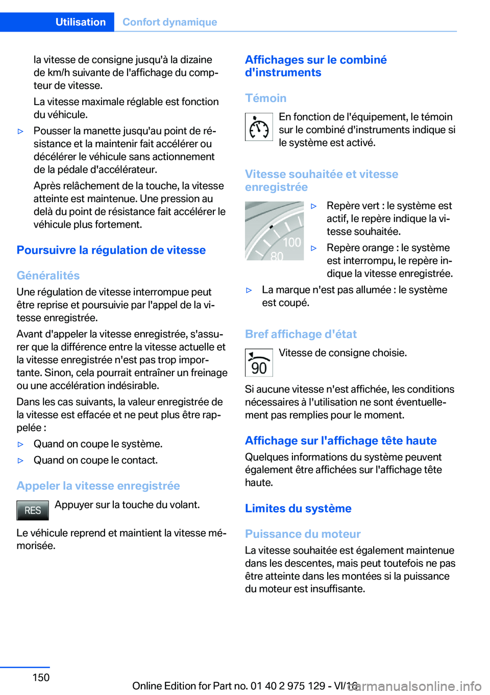 BMW M3 2017  Notices Demploi (in French) �l�a� �v�i�t�e�s�s�e� �d�e� �c�o�n�s�i�g�n�e� �j�u�s�q�u�'�