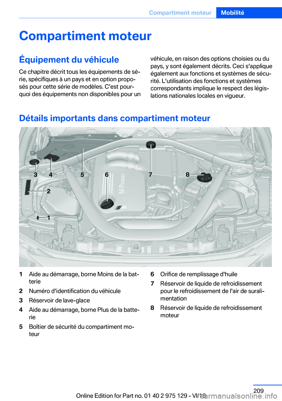 BMW M3 2017  Notices Demploi (in French) �C�o�m�p�a�r�t�i�m�e�n�t��m�o�t�e�u�r�