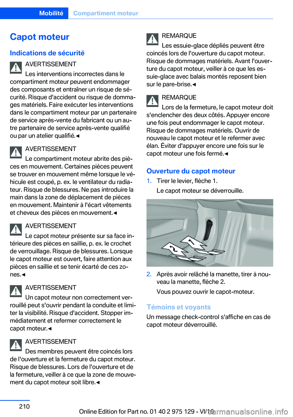 BMW M3 2017  Notices Demploi (in French) �C�a�p�o�t��m�o�t�e�u�r
�I�n�d�i�c�a�t�i�o�n�s��d�e��s�é�c�u�r�i�t�é �A�V�E�R�T�I�S�S�E�M�E�N�T
�L�e�s� �i�n�t�e�r�v�e�n�t�i�o�n�s� �i�n�c�o�r�r�e�c�t�e�s� �d�a�n�s� �l�e
�c�o�m�p�a�r�t�i�m�e�n�t