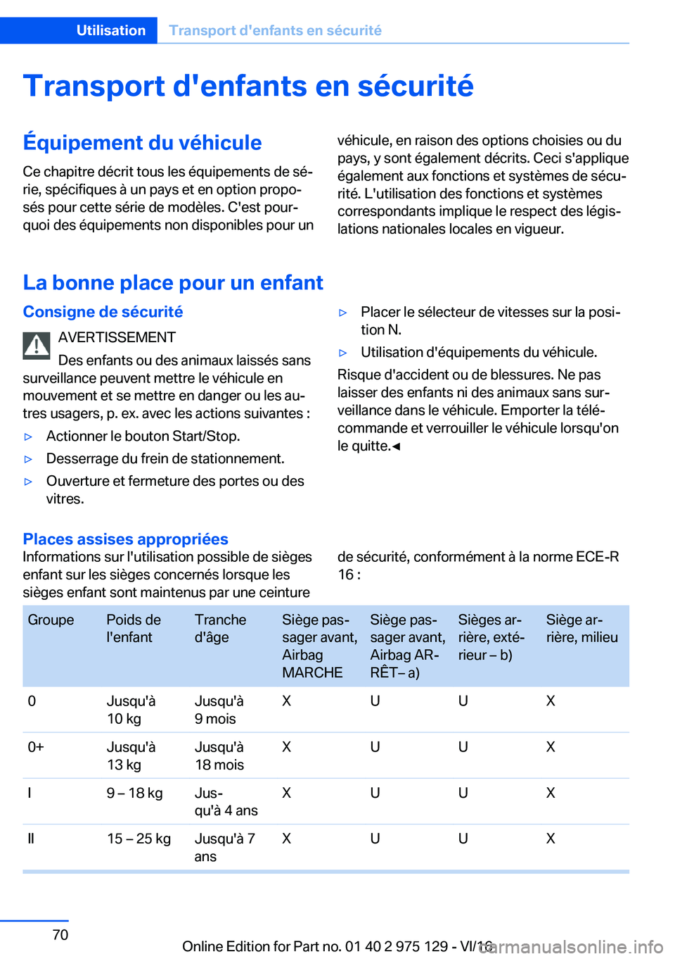 BMW M3 2017  Notices Demploi (in French) �T�r�a�n�s�p�o�r�t��d��e�n�f�a�n�t�s��e�n��s�é�c�u�r�i�t�é�