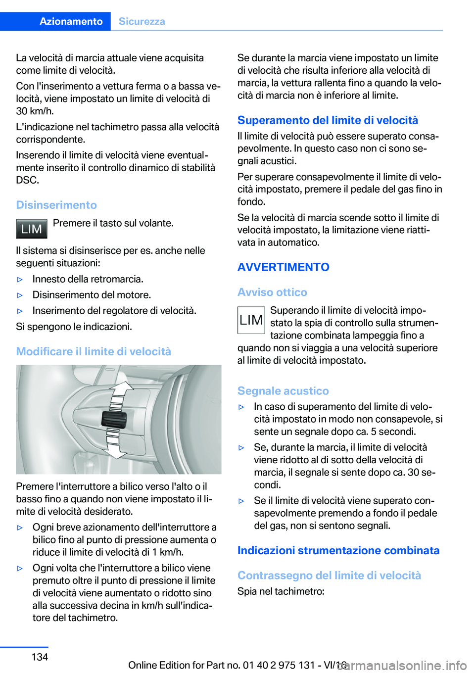 BMW M3 2017  Libretti Di Uso E manutenzione (in Italian) �L�a� �v�e�l�o�c�i�t�